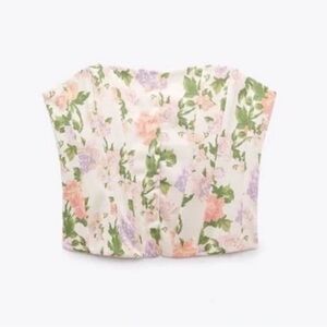 Zara Floral Print Corset Top - White/Pastel